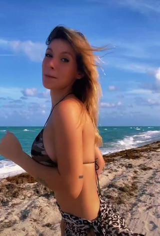 5. Erotic Sasha Ferro in Camouflage Bikini Top at the Beach