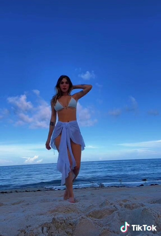 6. Sexy Sasha Ferro Shows Cleavage in Blue Bikini at the Beach