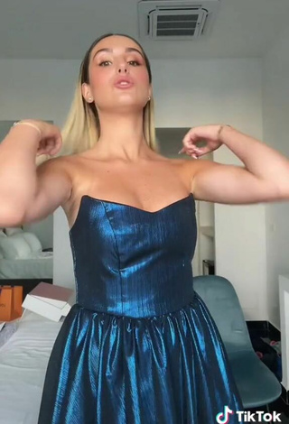 5. Beautiful Sofia Dalle Rive Shows Cleavage in Sexy Blue Dress