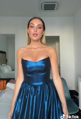 6. Beautiful Sofia Dalle Rive Shows Cleavage in Sexy Blue Dress