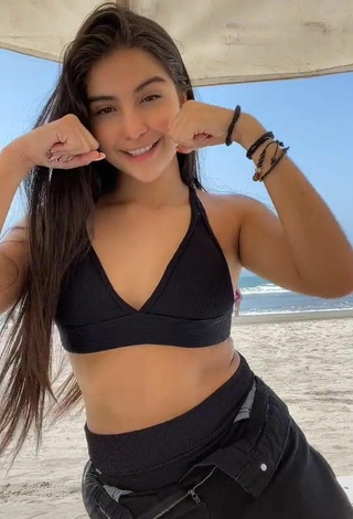Erotic Alexandra Villanueva in Black Bikini Top at the Beach