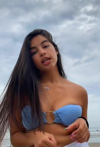 3. Amazing Alexandra Villanueva in Hot Blue Bikini Top at the Beach