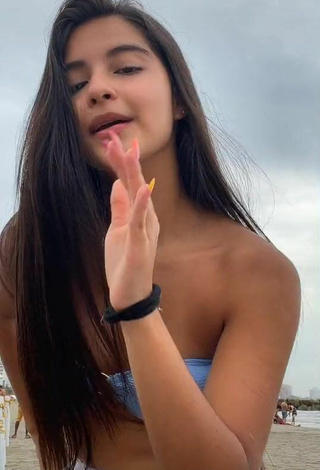 6. Hottie Alexandra Villanueva in Blue Bikini Top at the Beach