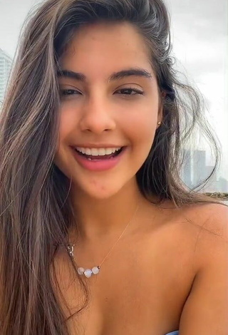 3. Beautiful Alexandra Villanueva in Sexy Blue Bikini Top at the Beach