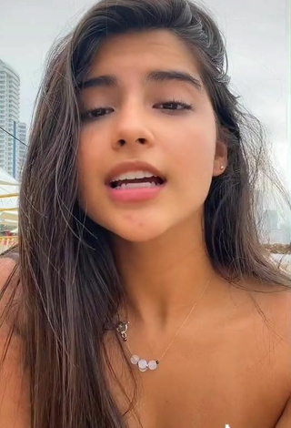 6. Beautiful Alexandra Villanueva in Sexy Blue Bikini Top at the Beach