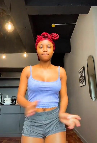 Sexy Sphokuhle.n Shows Cleavage in Blue Crop Top and Bouncing Boobs