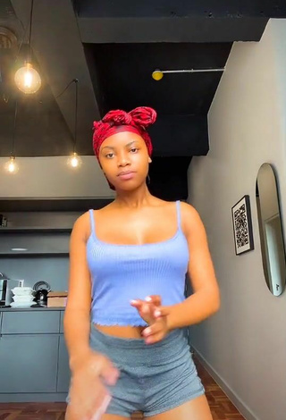 4. Sexy Sphokuhle.n Shows Cleavage in Blue Crop Top and Bouncing Boobs