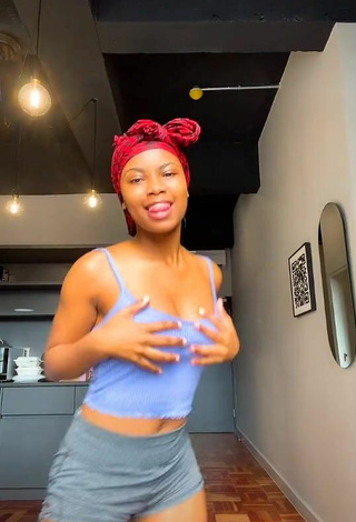 6. Sexy Sphokuhle.n Shows Cleavage in Blue Crop Top and Bouncing Boobs