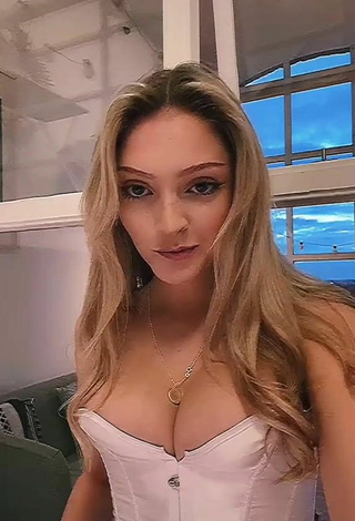 2. Sexy India Rawsthorn Shows Cleavage in White Corset