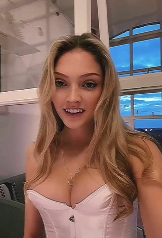 5. Sexy India Rawsthorn Shows Cleavage in White Corset