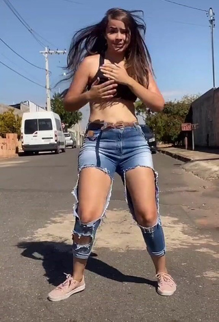 6. Sweetie Tamiria Rodrigues in Black Bikini Top in a Street and Bouncing Boobs
