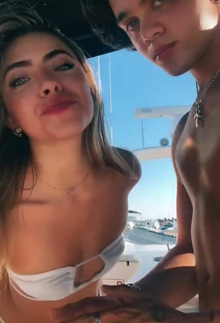4. Hot Valeria Arguelles in White Bikini on a Boat