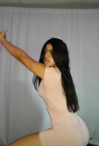 5. Wonderful Violetta Ortiz in Beige Dress while Twerking