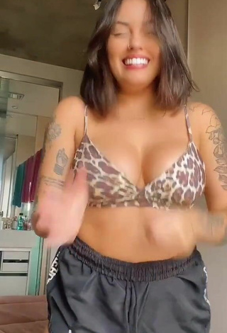 2. Beautiful Vitoria Marcilio Shows Cleavage in Sexy Leopard Bikini Top