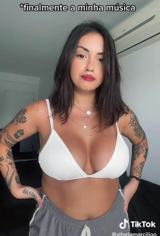 6. Sexy Vitoria Marcilio in White Bikini Top and Bouncing Tits