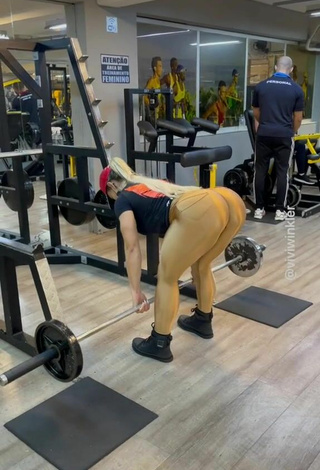 Really Cute Vivi Winkler Shows Big Butt in the Sports Club while doing Fitness Exercises