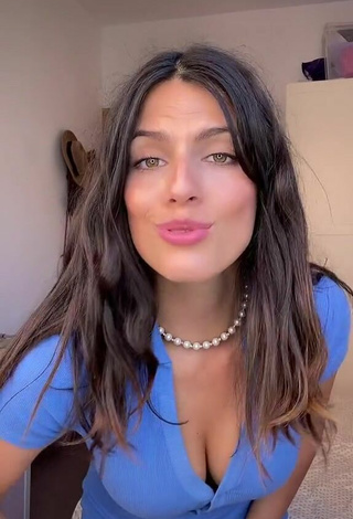 Hot Paola Shows Cleavage in Blue Overall