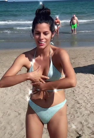 4. Sexy Paola Shows Cleavage in Blue Bikini at the Beach