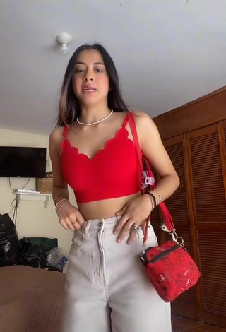 4. Sexy Ximena Izquierdo in Red Crop Top