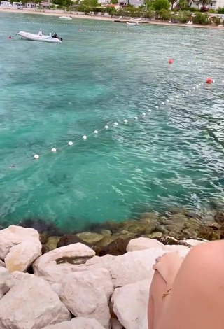 5. Sexy Julia Fröhlich in White Bikini in the Sea
