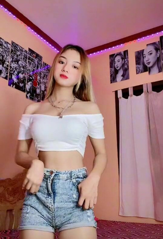Hot Raven Charizz in White Crop Top