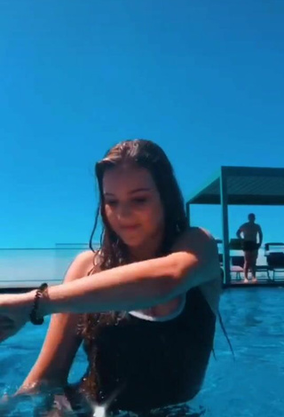 2. Sexy Zelenskaya Darina in Black Swimsuit at the Swimming Pool