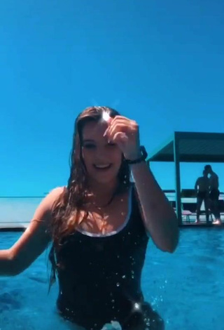 6. Sexy Zelenskaya Darina in Black Swimsuit at the Swimming Pool