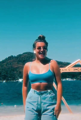 3. Hot Zelenskaya Darina in Blue Bikini Top in the Sea