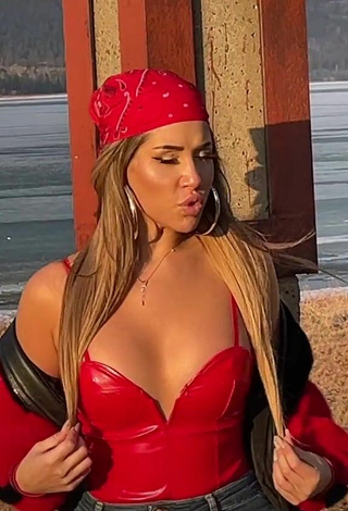 3. Beautiful MIRAVI in Sexy Red Top at the Beach