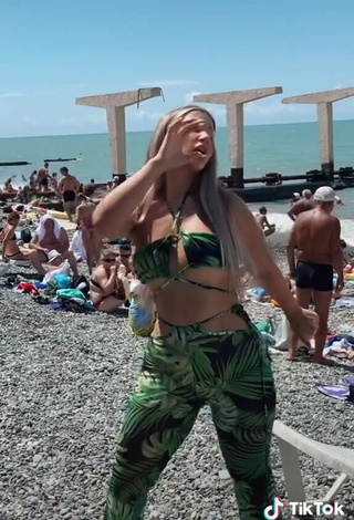 6. Sexy MIRAVI in Floral Bikini Top at the Beach