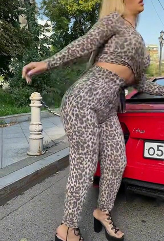 2. Sexy MIRAVI in Leopard Leggings in a Street