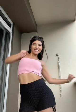 2. Sexy Adriana Daabub in Pink Crop Top on the Balcony