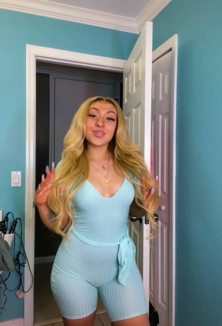 1. Sweetie Alli Haas Shows Cleavage in Blue Overall