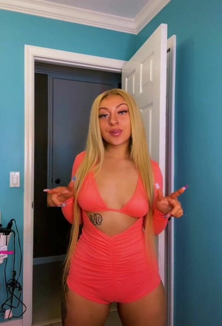 6. Cute Alli Haas Shows Cleavage in Orange Overall