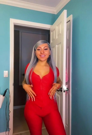 3. Sexy Alli Haas Shows Cleavage in Red Overall