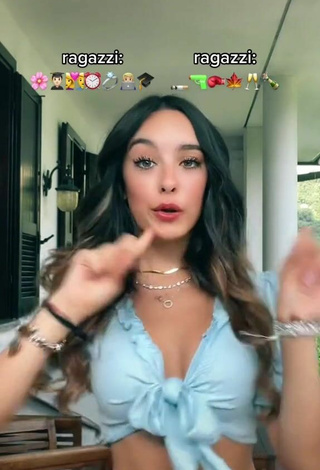 5. Sexy Angelica Giustolisi Shows Cleavage in Blue Crop Top