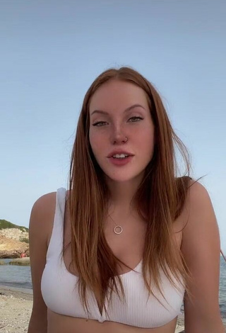 Sexy Anna Ciati Shows Cleavage in White Bikini Top