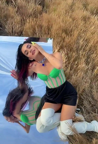 3. Sexy Anna Trincher Shows Cleavage in Green Corset