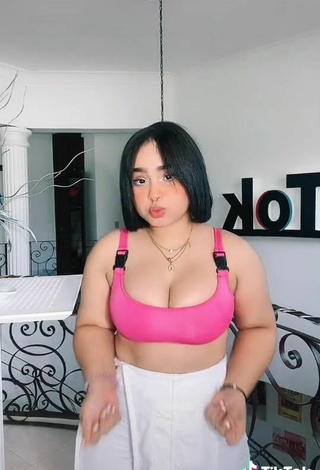 4. Cute Arianny Henriquez Shows Cleavage in Pink Crop Top