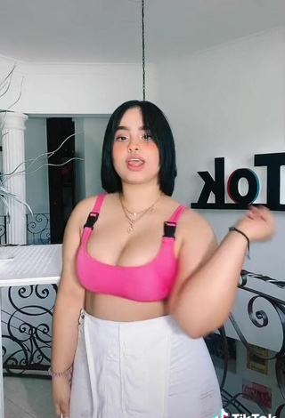 5. Cute Arianny Henriquez Shows Cleavage in Pink Crop Top