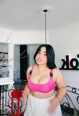 2. Sexy Arianny Henriquez Shows Cleavage in Pink Crop Top