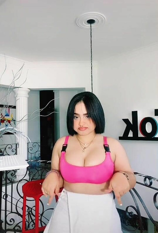 5. Sexy Arianny Henriquez Shows Cleavage in Pink Crop Top