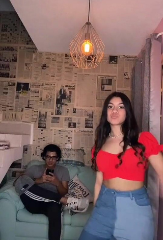 2. Sexy Ashley Ramirez Shows Cleavage in Red Crop Top