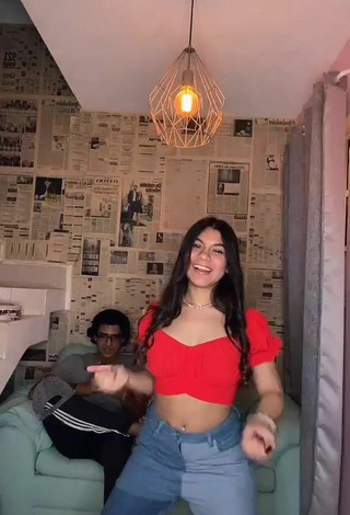 5. Sexy Ashley Ramirez Shows Cleavage in Red Crop Top