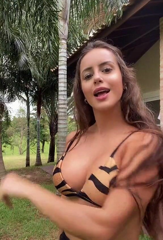 6. Erotic Bianca Jesuino Shows Cleavage in Zebra Bikini Top and Bouncing Boobs