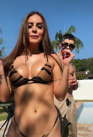 2. Cute Bianca Jesuino Shows Cleavage in Zebra Bikini