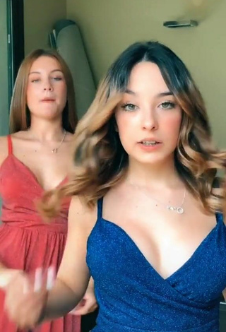 Sexy Giada Bosetti Shows Cleavage in Blue Dress
