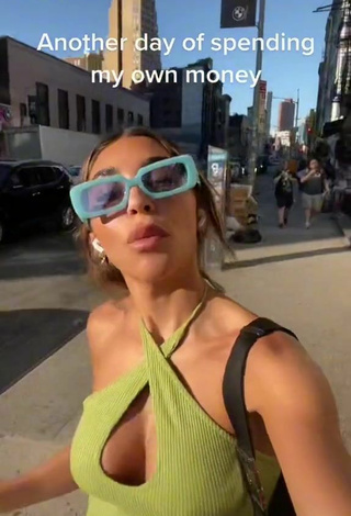 2. Sexy Chantel Jeffries Shows Cleavage in Lime Green Crop Top in a Street