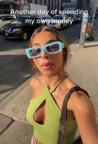3. Sexy Chantel Jeffries Shows Cleavage in Lime Green Crop Top in a Street
