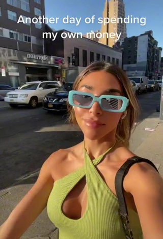 4. Sexy Chantel Jeffries Shows Cleavage in Lime Green Crop Top in a Street
